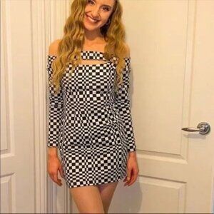 Zara Plaid Dress Black/White Size small